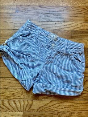American Eagle Outfitters Blue & White Striped High Waist Women’s Shorts